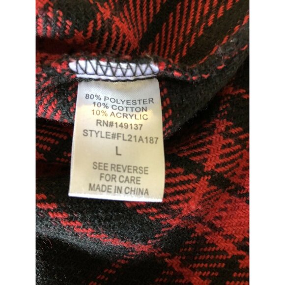 Hyfve Women’s Size Large Red Plaid Long Sleeve Button Up Flannel Shirt/Jacket - Picture 5 of 6